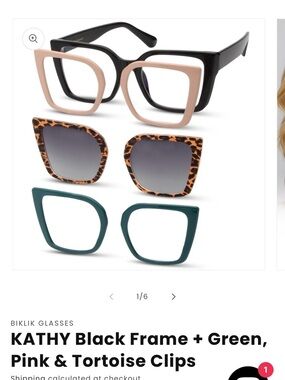 BlueCut Biklik Kathy Black Frame w/ Teal, Blush & Tortoise Clip-Ons Blue light